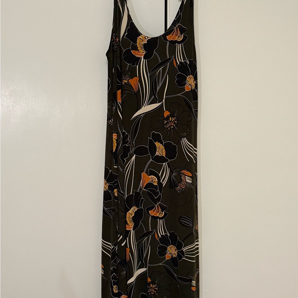 Floral Maxi Dress - Green and Orange